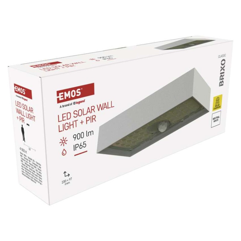 LED SOLARNÍ SVÍTIDLO BRIXO 900LM IP65 NW 9