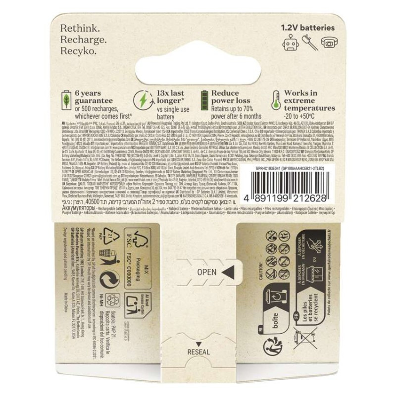 Batéria GP RECYKO AAA 950 mAh NiMH B25112 10