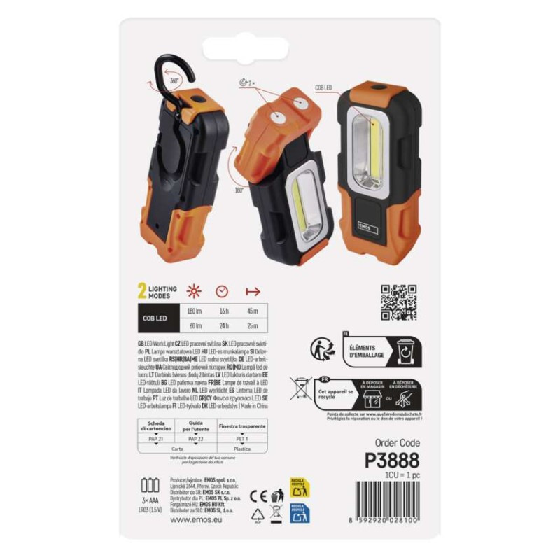 Svietidlo Led pracovné 3W COB 3xAAAA P3888 8