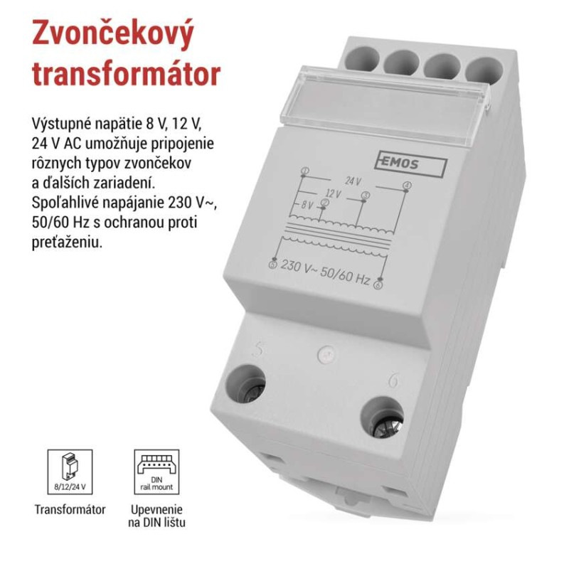ZVONKOVÝ TRANSFORMÁTOR 8/12/24V 1