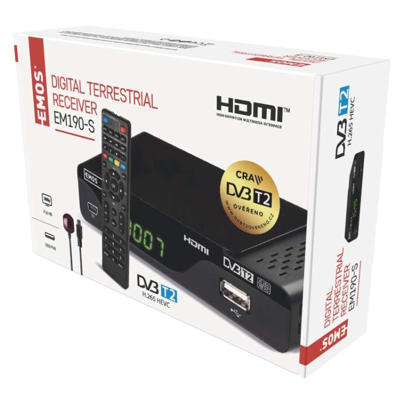 DVB-T2 EMOS EM190-S HD HEVC H265 4