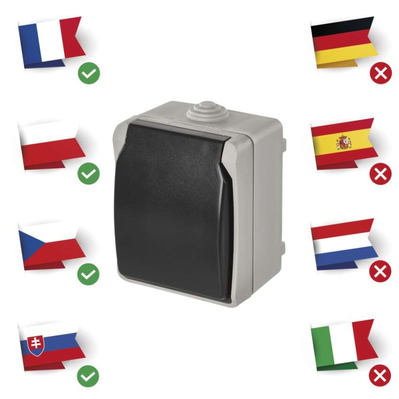 Zásuvka nástenná IP54 FRENCH  A1397 10