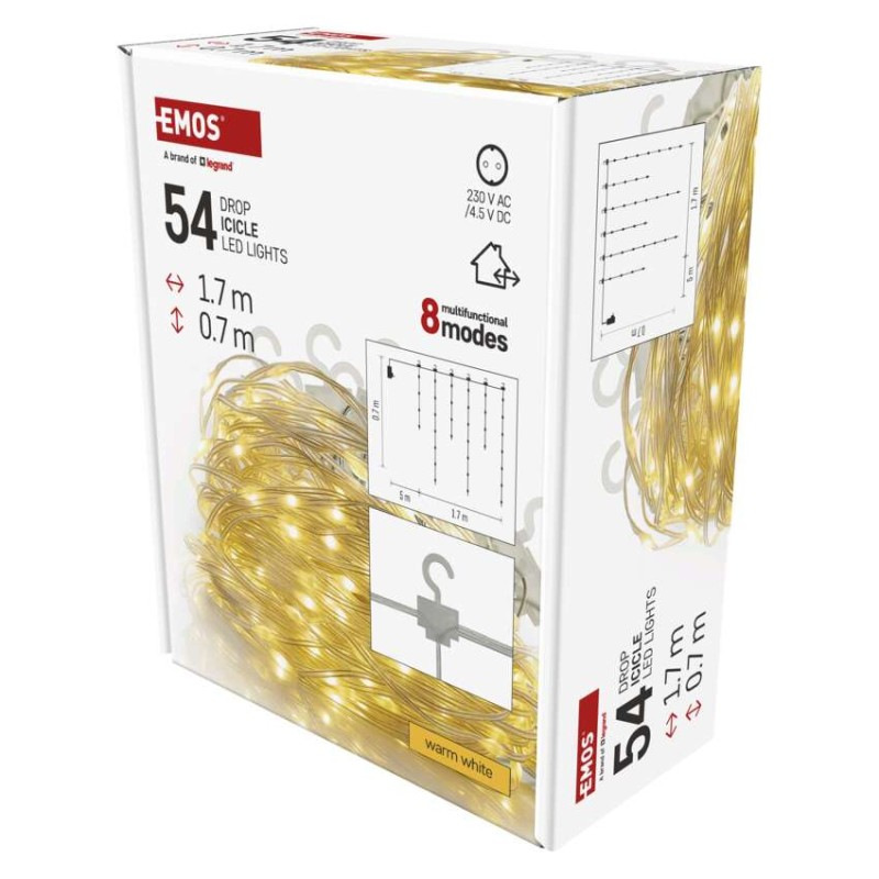 54LED XMAS DROP ICICLE MF 1,7M x 0,7M WW