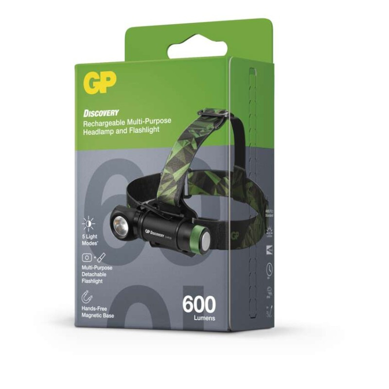 Svietidlo LED nabíjacia čelovka GP Discovery CHR35, 600 lm EMOS 10