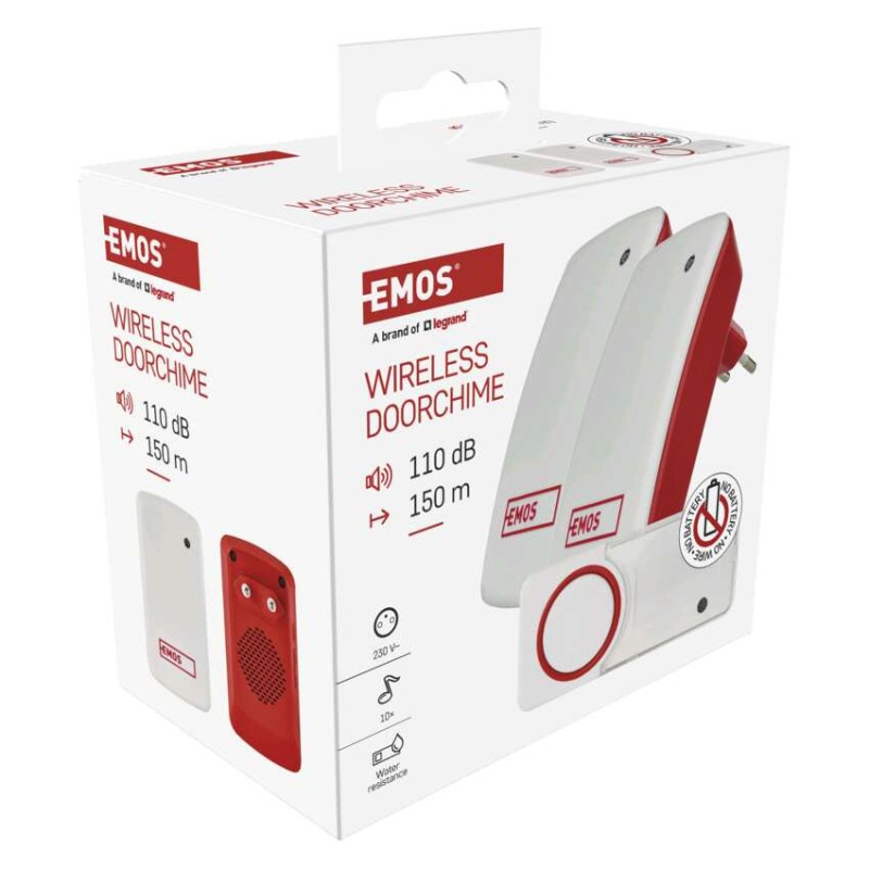 Zvonček bezdrôtový P5750.2R 2x príjm.do zás.+1x tlač. EMOS 14
