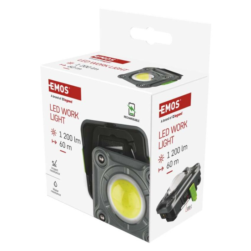 Reflektor COB LED nabíjací pracovný P4543, 1200 lm, 2000 mAh 12