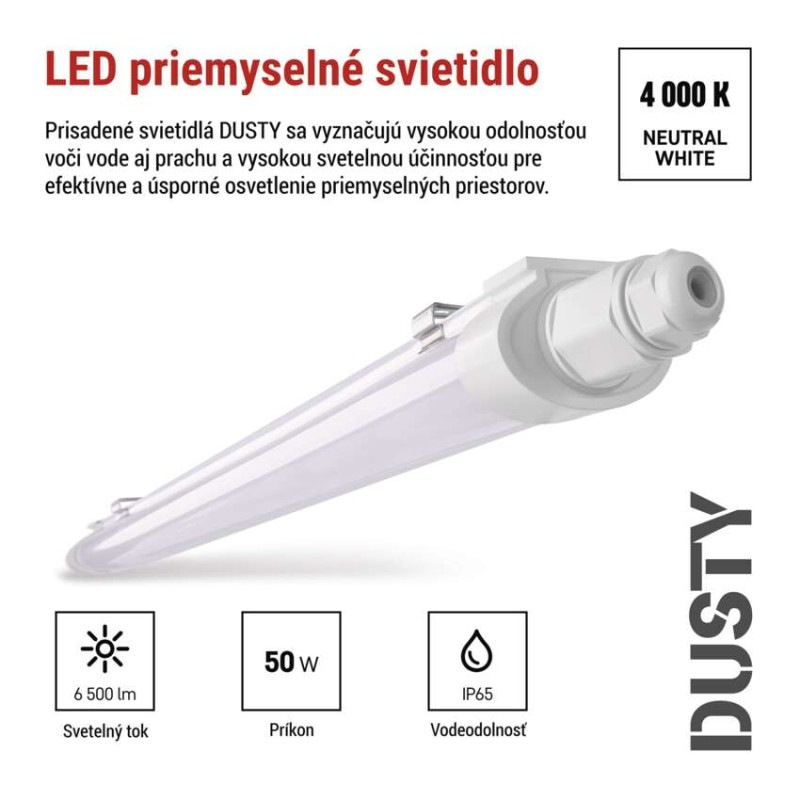 LED PRUM. SVÍTIDLO DUSTY 50W 6500LM IP65 1