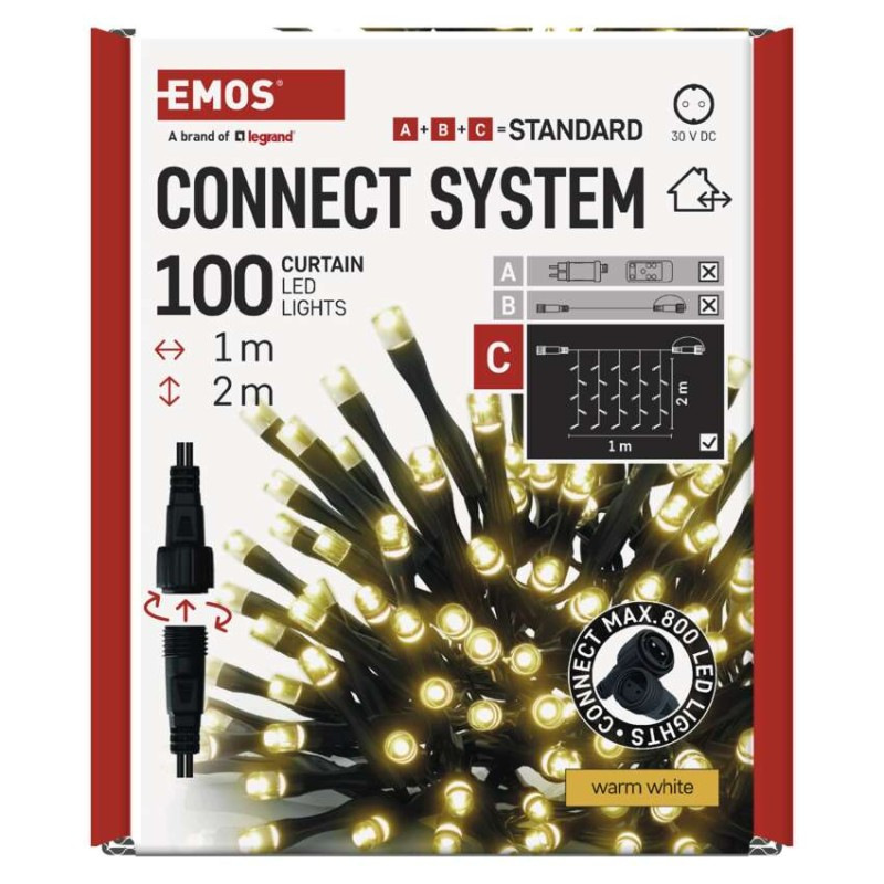 řetěz - záclona 100LED 1x2M WW (ZY1442) 10