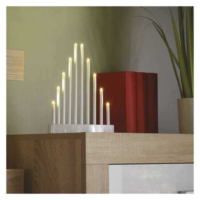 LED svícen bílý, 24,5cm 3x AA WW časovač 3