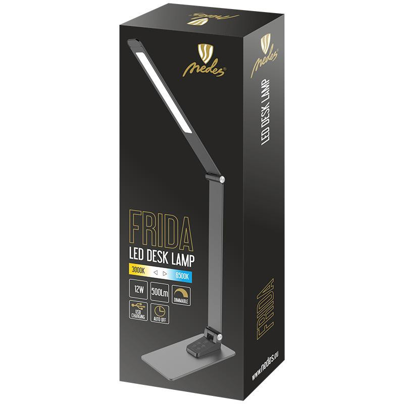 LED stolná lampa FRIDA stmievateľná s časovačom a USB 12W - DL5302/B 4
