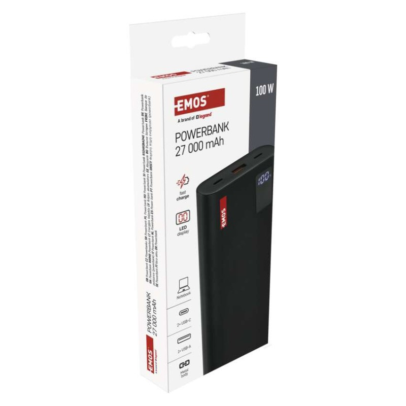 EMOS PWB NTBF30 27000MAH 100W PD 2×USB-C 14