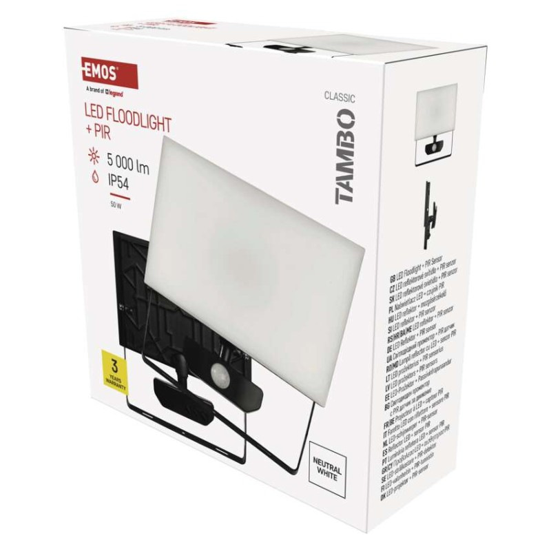 LED REFLEKTOR TAMBO 50W 5000LM PIR