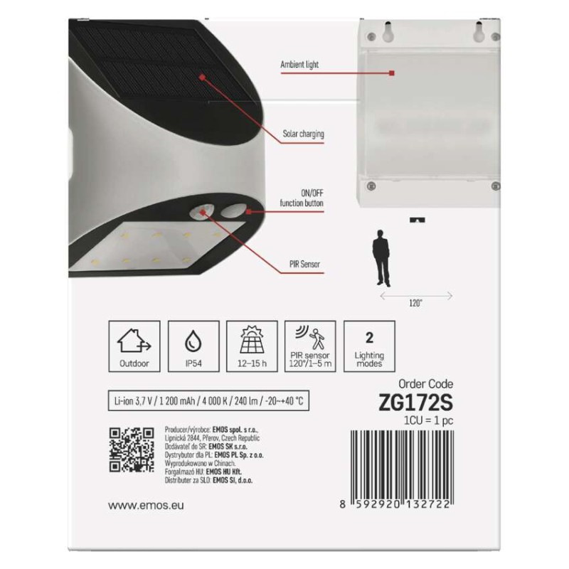 LED SOLARNÍ SVITIDLO LUMI 240LM IP54 NW 9