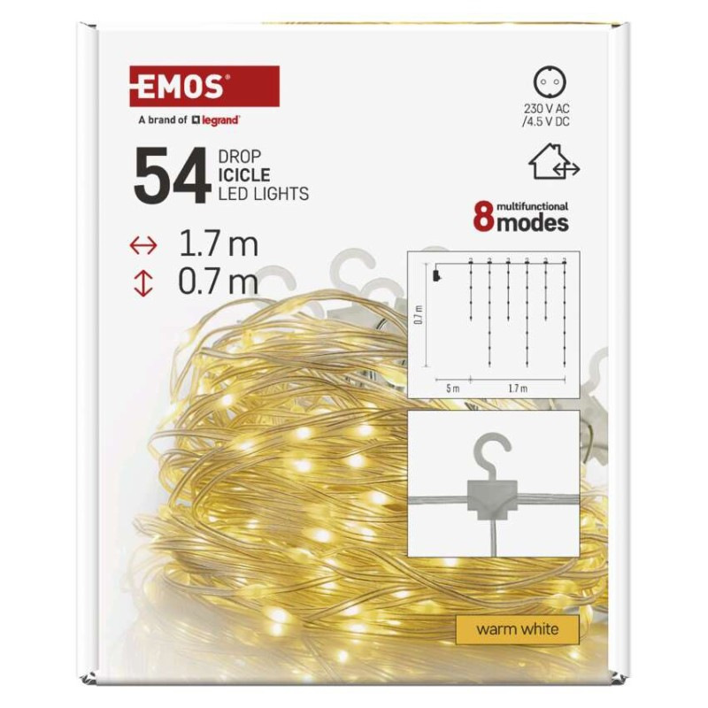 54LED XMAS DROP ICICLE MF 1,7M x 0,7M WW 7