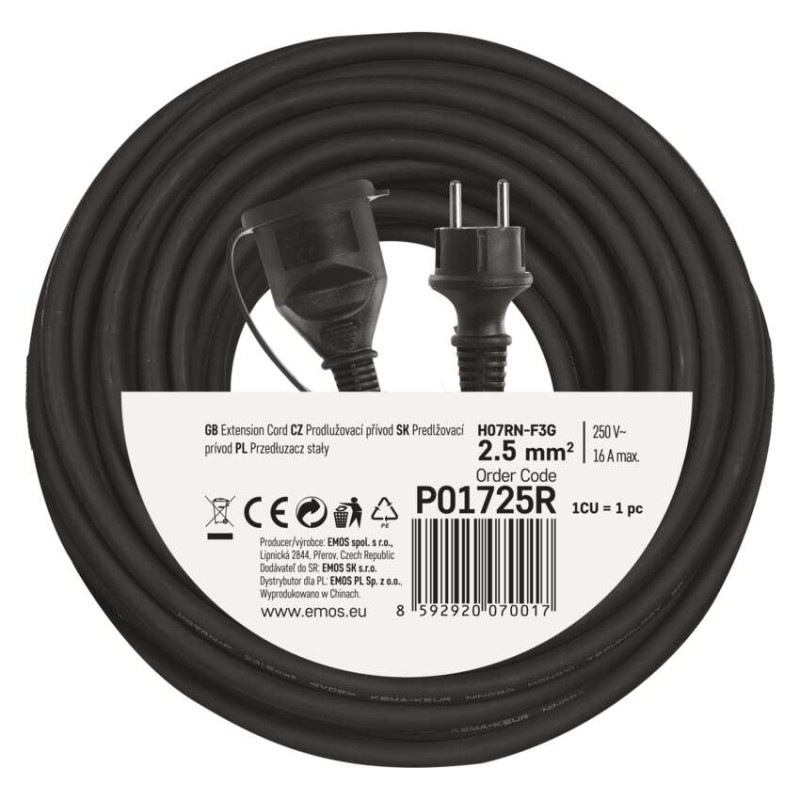 PRODLUŽKA 1Z 25M 2,5MM GUMA 9