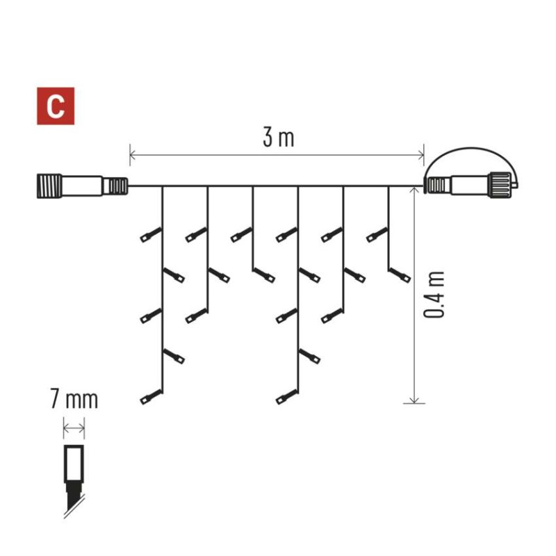 Řetěz rampouchy 3M-WHITE IP44 CW ZY2158 2