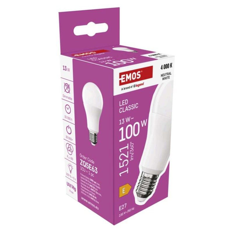 Žiarovka LED CLS A60 13W E27 NW ZQ5E63 EMOS 11