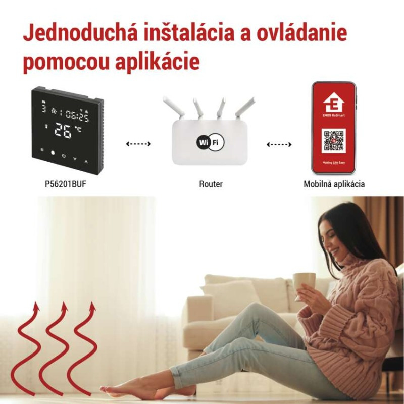 Termostat podlahový program. GoSmart WIFI čierny P56201BUF 5