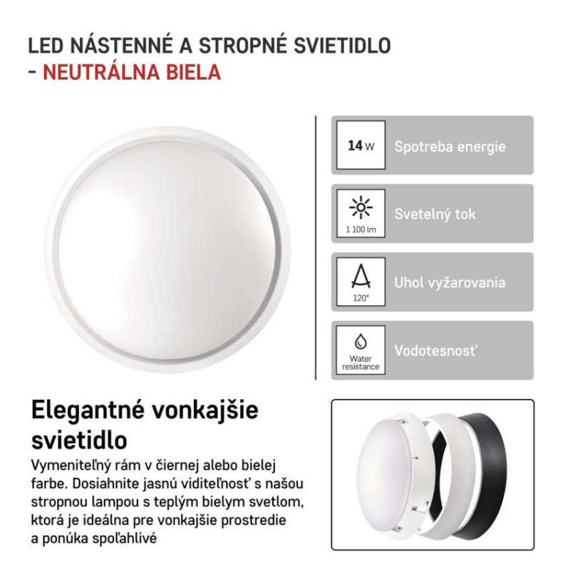 SVIETIDLO LED prisadené kruh čierna/biela 14 W IP54 NW  ZM3230 3