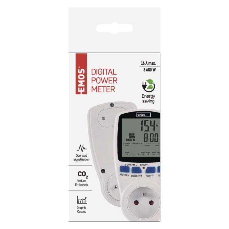 Elektromer P5805 Wattmeter 2W-3680W 16A 240V 50Hz  EMOS 3