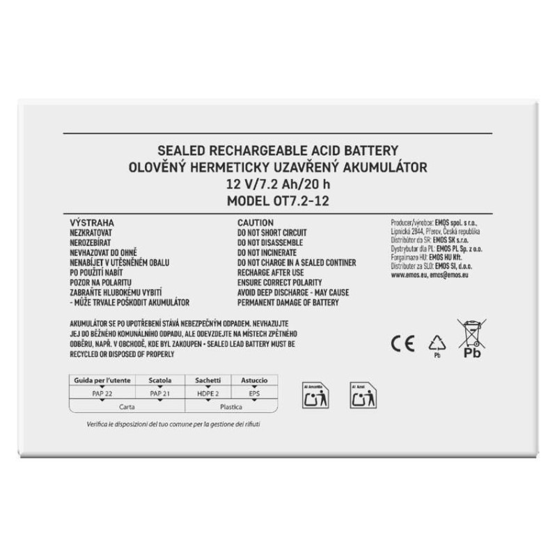 Akumulátor olovený SLA 12V 7,2Ah FA4,7  B9654 5