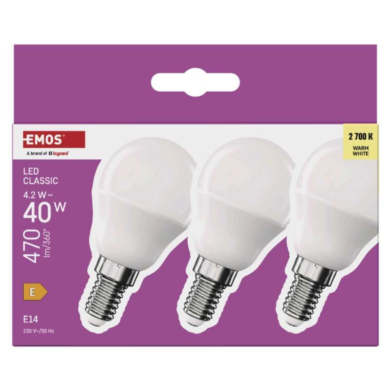 Žiarovka LED CLS MINI GL 4,2W E14 WW ZQ1E21.3 470lm 2700K 5