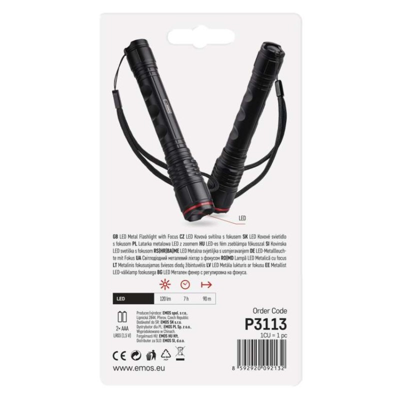 LED SVÍTILNA KOVOVÁ 120 lm - 2×AAA 5