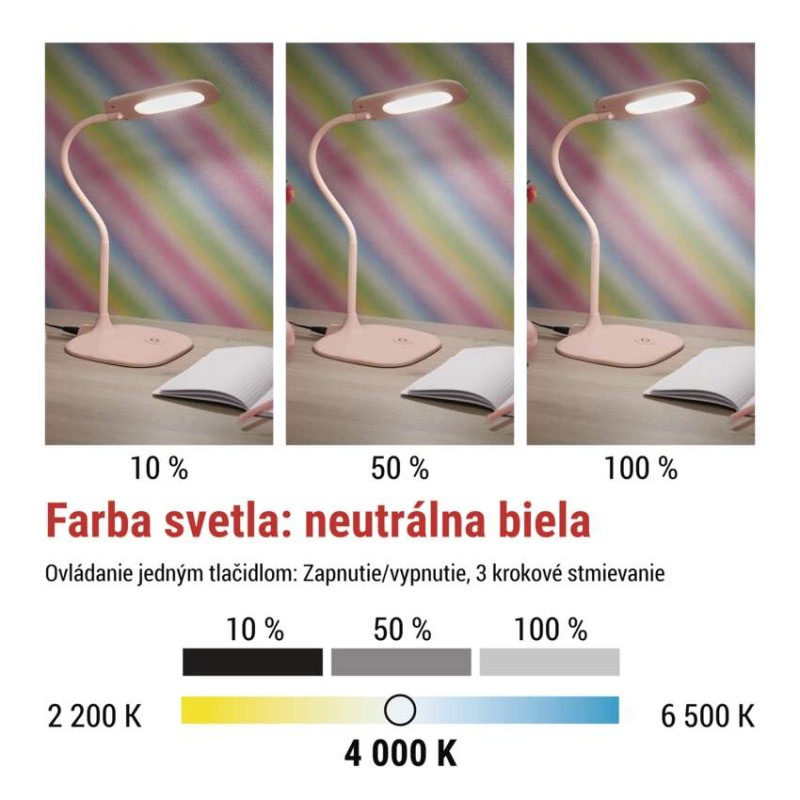 LED STOLNÍ LAMPA STELLA RŮŽOVÁ 5