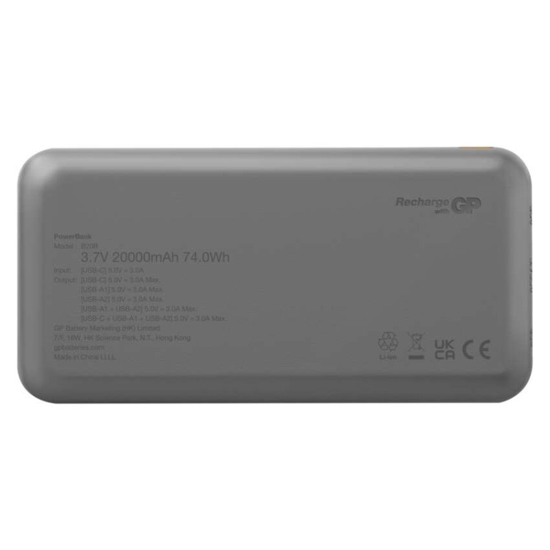 GP B+ PWB 20000mAh ČERNÁ 2xUSB-A, 1xUSB- 4