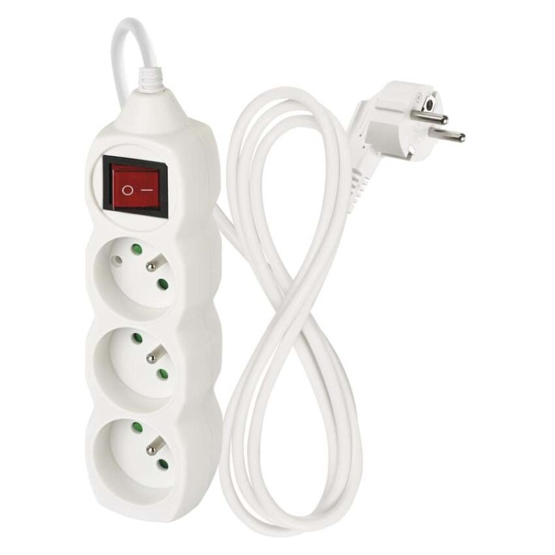 Kábel predlžovací 3Z-1,2m s vypínačom biely  P1311