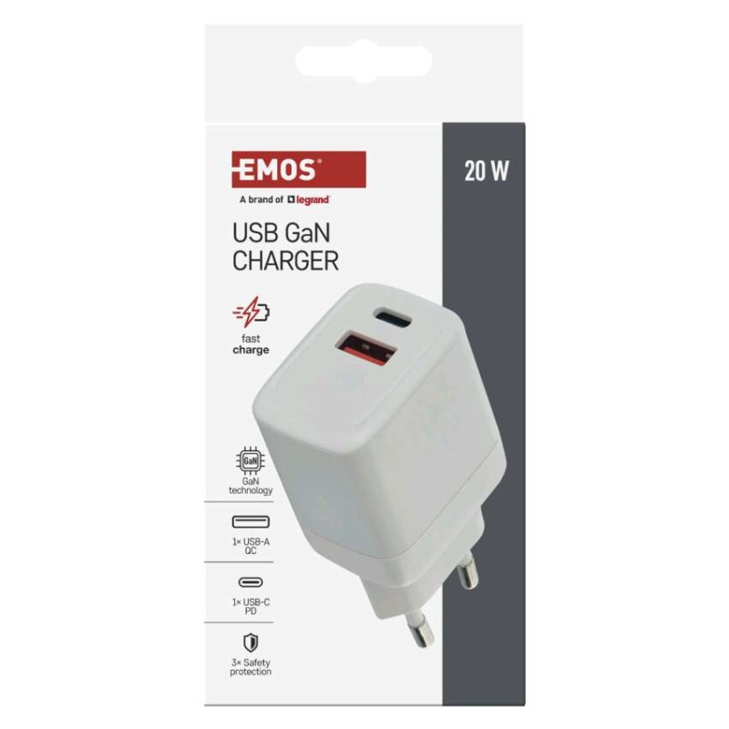 USB ADAPTÉR SÍŤ GAN PD 20W; AC 7