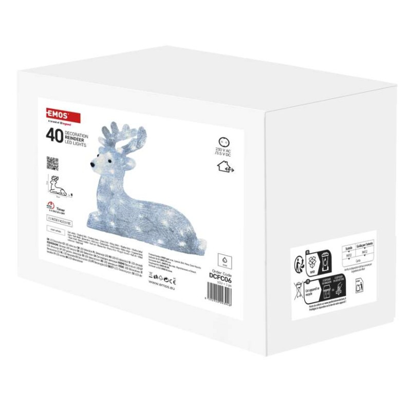 Vánoční jelínek, 27cm IP44 CW TIMER 1