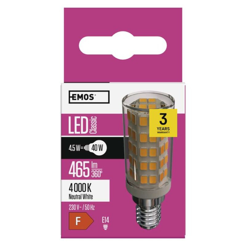 Žiarovka LED Classic JC A++ 4,5W E14 neutrálna biela  ZQ9141 6