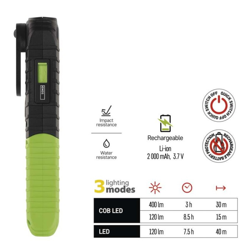 LED NABÍJECÍ PRACOVNÍ SVÍTILNA 5W COB + 5