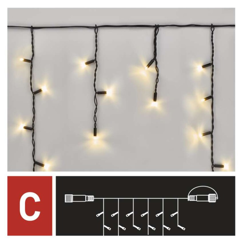 Řetěz rampouchy 50LED 3M-BLACK IP44 WW 8