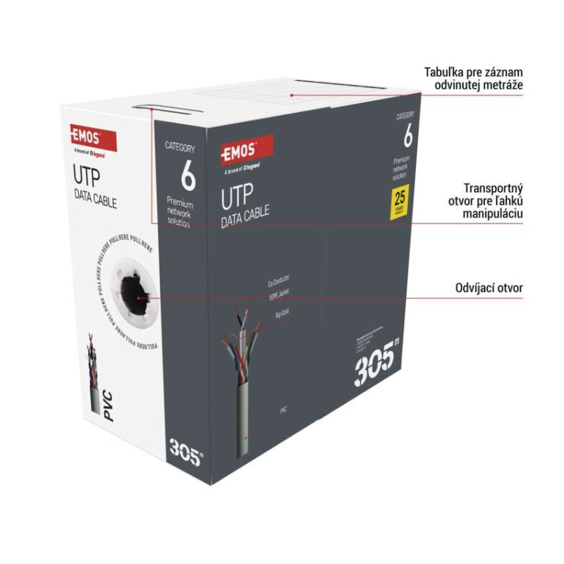 DATOVY KABEL CAT 6 UTP 305m 2