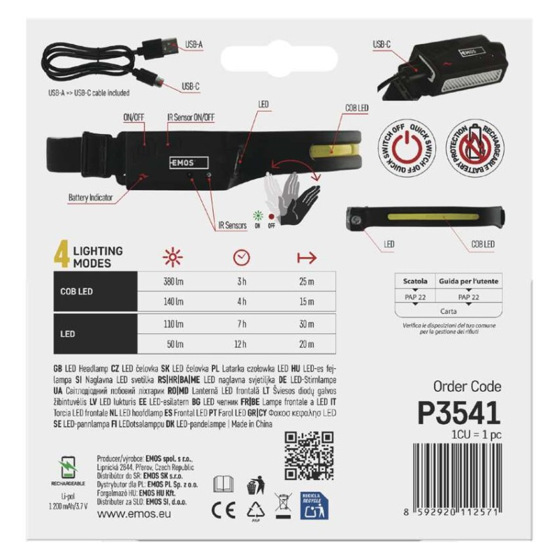 Čelovka LED COB + LED  P3541 14