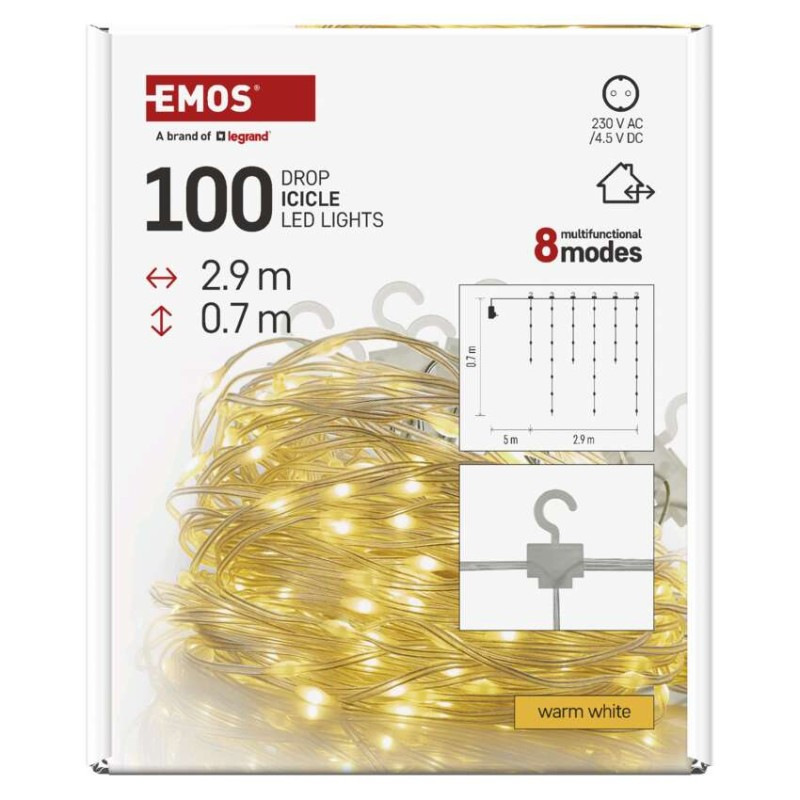 100LED XMAS DROP ICICL MF 2,9M x 0,7M WW 7