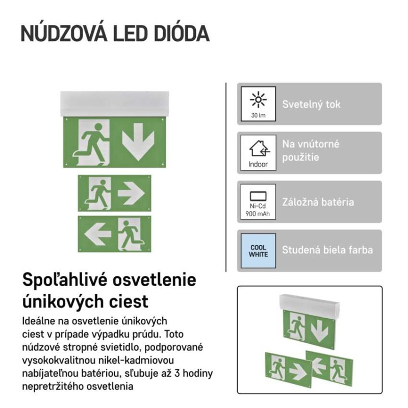 Núdzové svietidlo CESSI 3W 3hod. MT IP20 LED ZN1210 vysiace EMOS