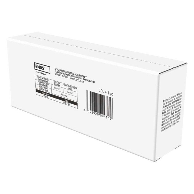 Akumulátor olovený 12V 2,2Ah, faston 4,7mm, 178x35x61mm B9672 6
