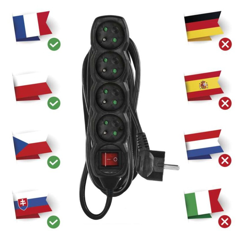 PRODLUŽKA 4Z 5M ČERNÁ S VYP. 3
