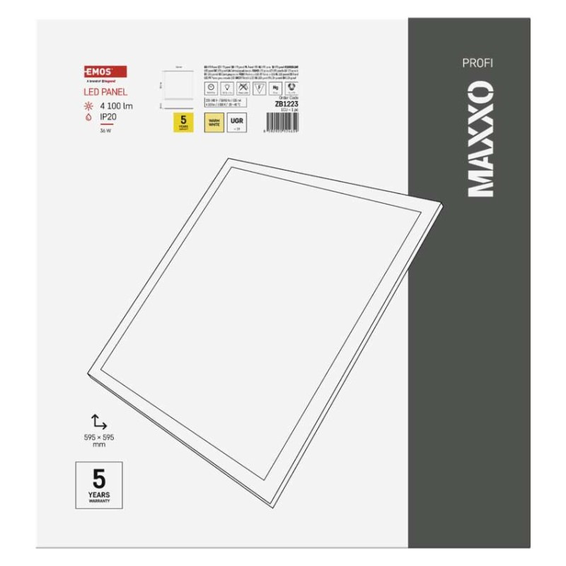 LED PANEL MAXXO V.Č 60×60 36W 4100LM IP2 9