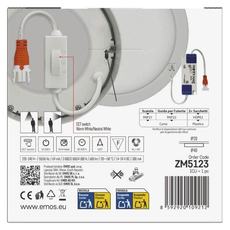 LED SVÍTIDLO NEXXO PŘ.KR 7,6W 680LM IP40 9
