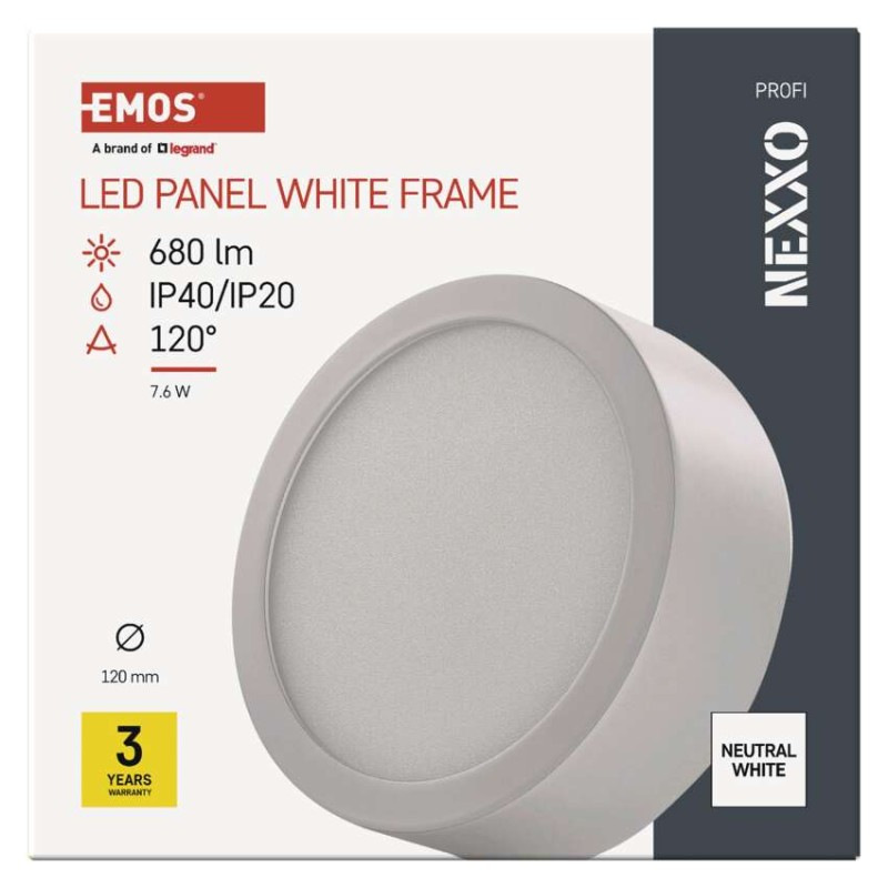 LED PANEL NEXXO PŘ.KR 7,6W 680LM IP40 NW 8