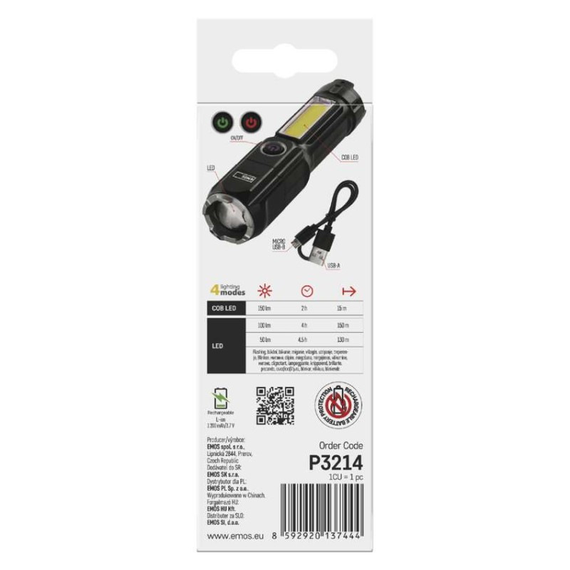 LED+COB LED NAB. SVÍTILNA 150lm 1 200mAh 7