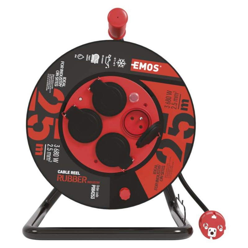 Káblový bubon 4-zás.25m 3Gx2,5 guma/neopren IP44 P084253 EMOS