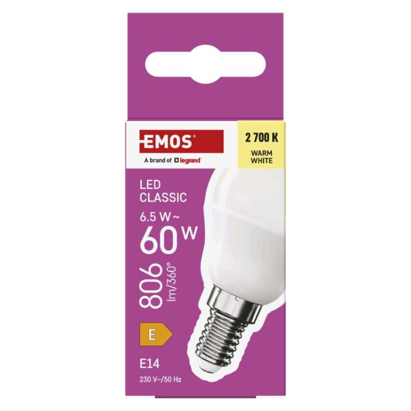 LED CLS MINI GLOBE 6,5W(60W) 806lm E14 W 5