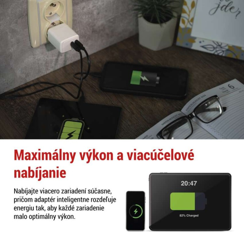 USB ADAPTÉR SÍŤ GAN PD 35W; 2C 2