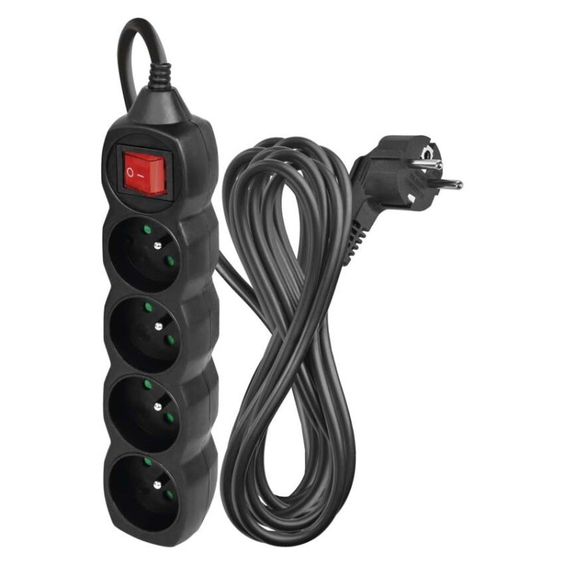 Kábel predlžovací 4Z 5m čierny PC1415R s vypínačom 3Gx1,5mm2