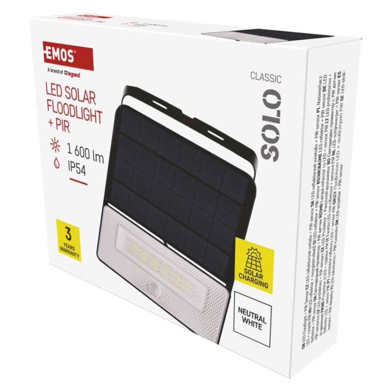 LED SOLARNÍ REFLEKTOR SOLO 1600LM IP54 N